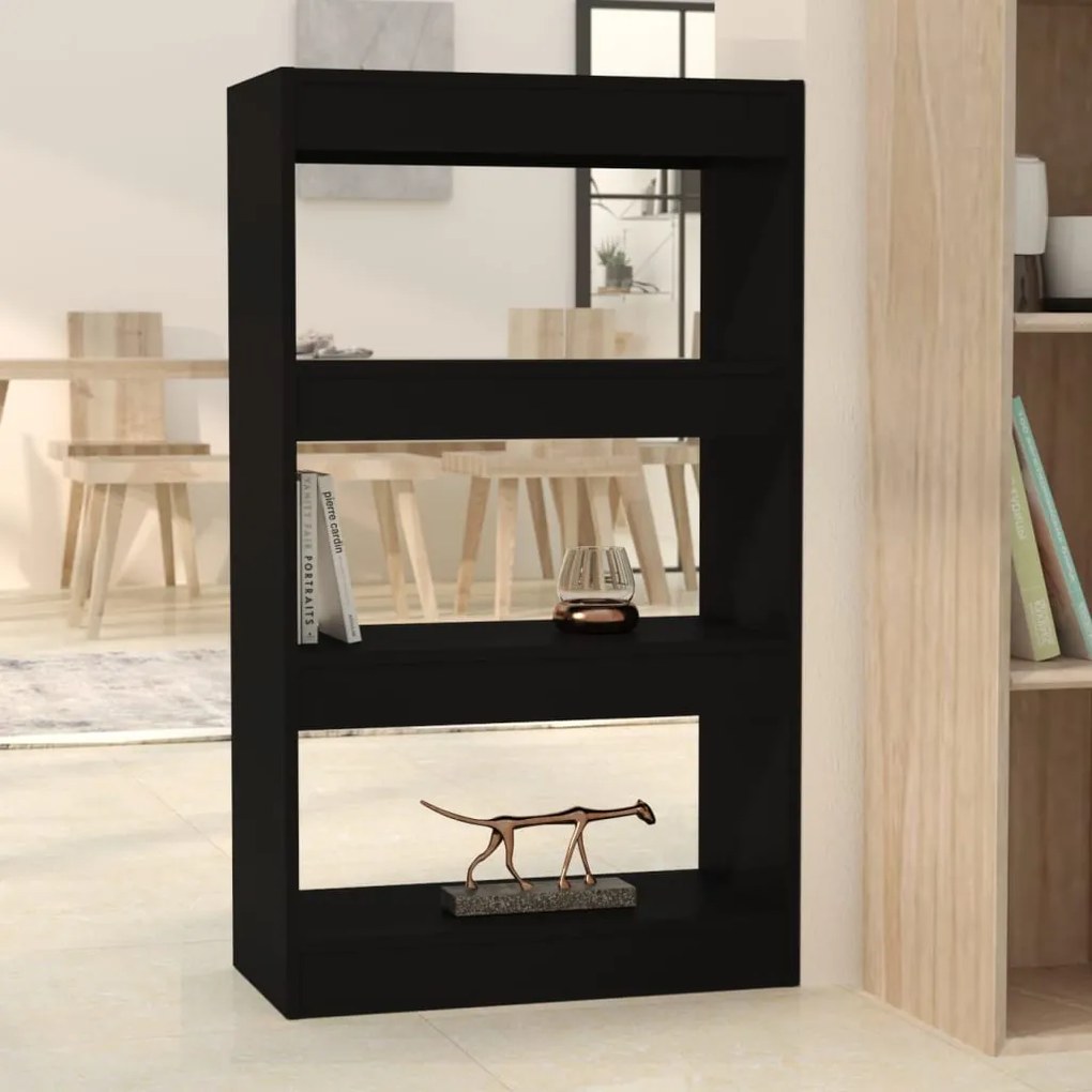 811656 vidaXL Bibliotecă/Separator cameră, negru, 60x30x103 cm, PAL