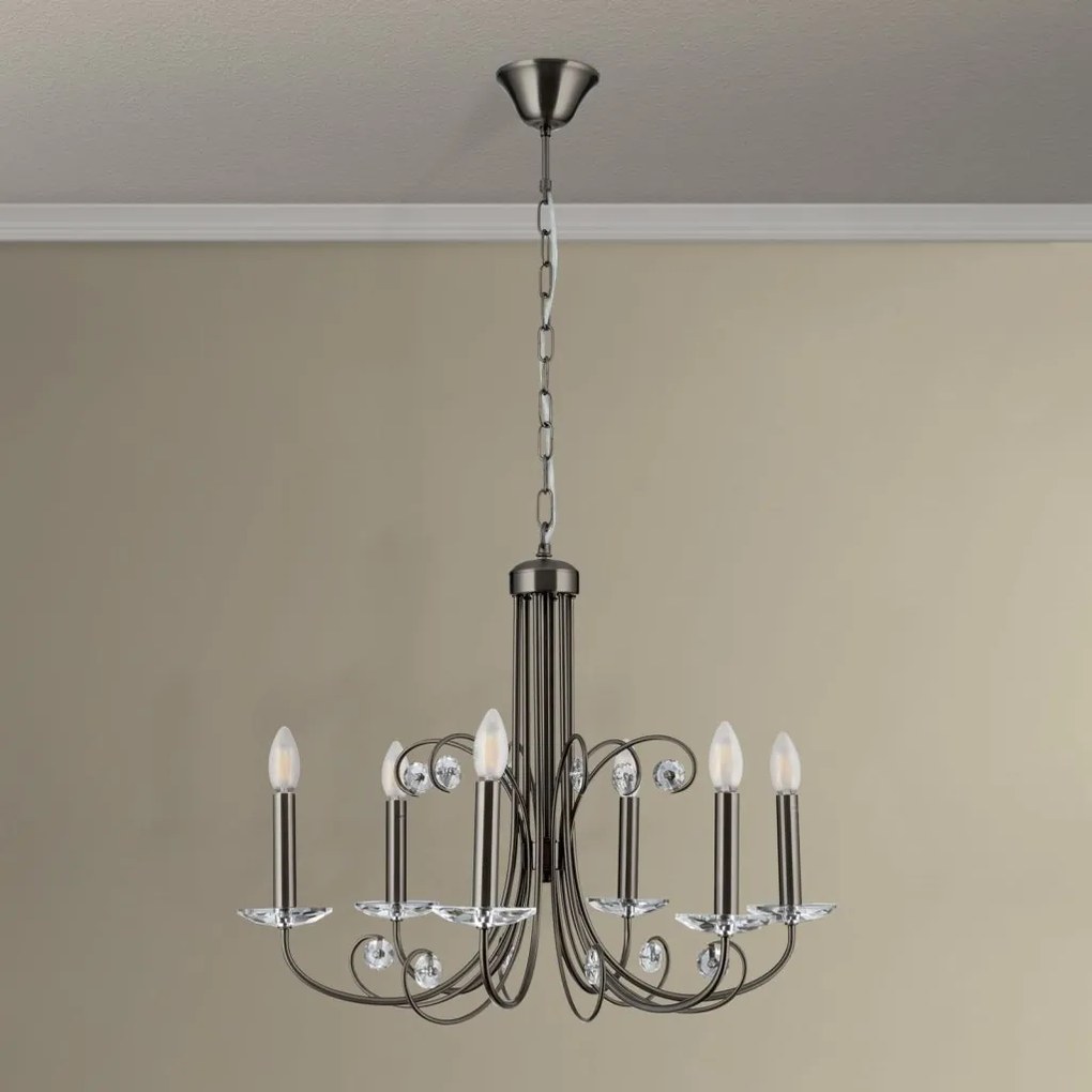 Candelabru stil clasic cu cristal K9 ARIANE 6L nickel inchis
