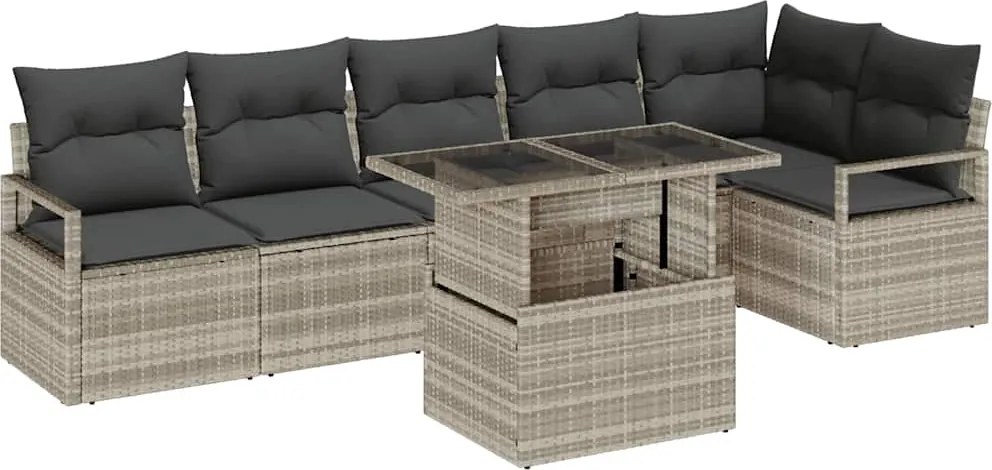 vidaXL Set de canapele pentru grădină 7 pcs Gri deschis Rattan poli