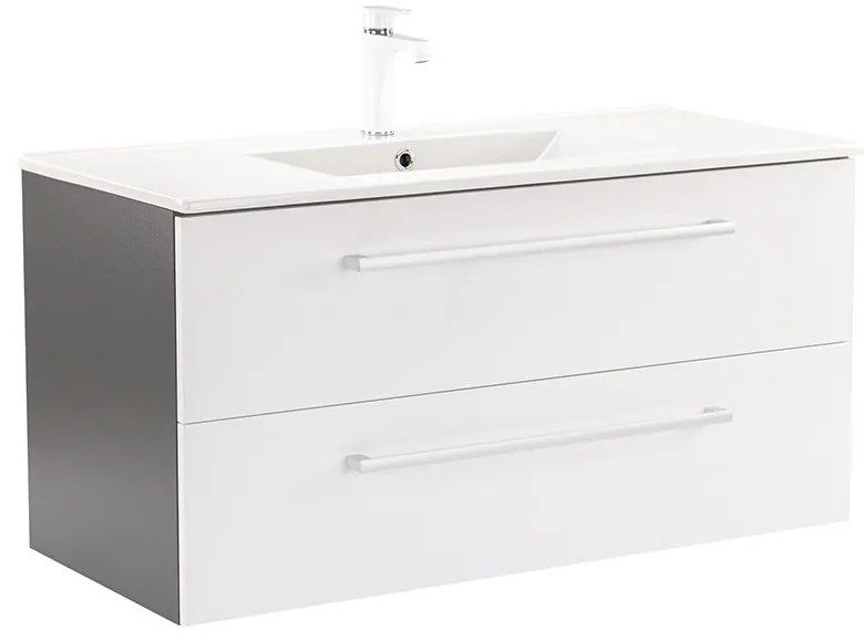 Dulap inferior Vario Clam 100 cu lavoar antracit-alb