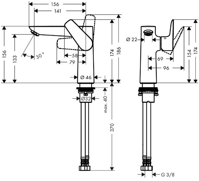 Baterie lavoar fara ventil, Hansgrohe, Talis E 150, Crom