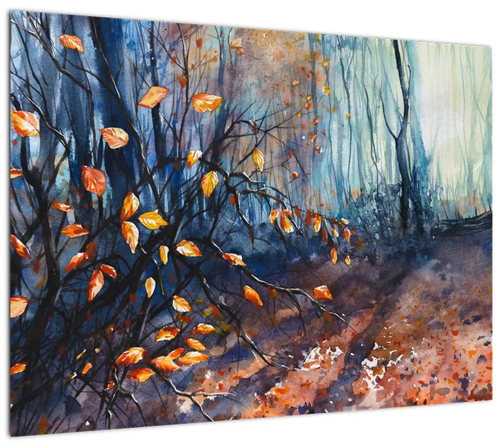 Tablou pe sticlă - Razele solare de toamnă (70x50 cm)