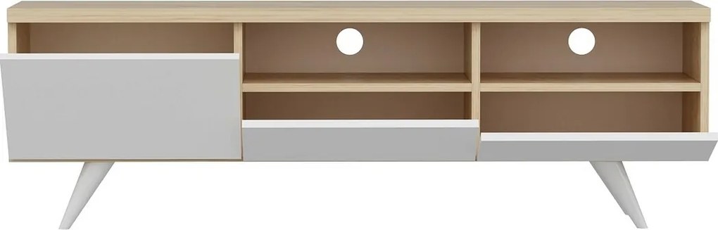 Comoda TV, Hanah Home, Brüksel, 150x46x35 cm, Stejar / Alb