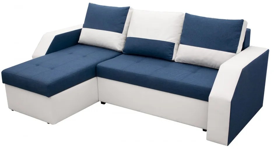 Coltar extensibil Madrid, 226x145x79 cm, 2 lazi depozitare, Reversibil, Alb/Albastru petrol