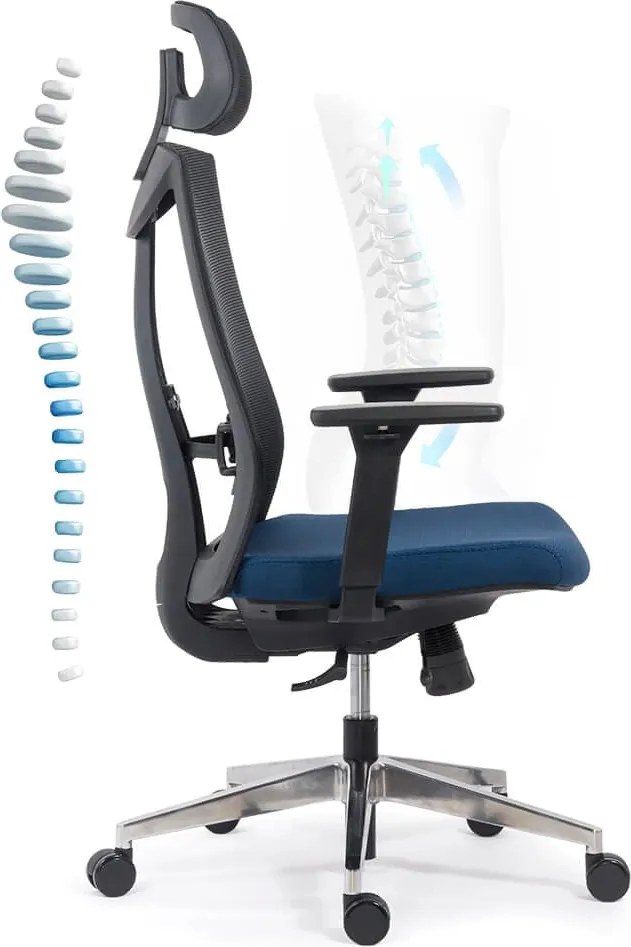 Scaun ergonomic SYYT 9501 albastru, brațe 3D și multiblock