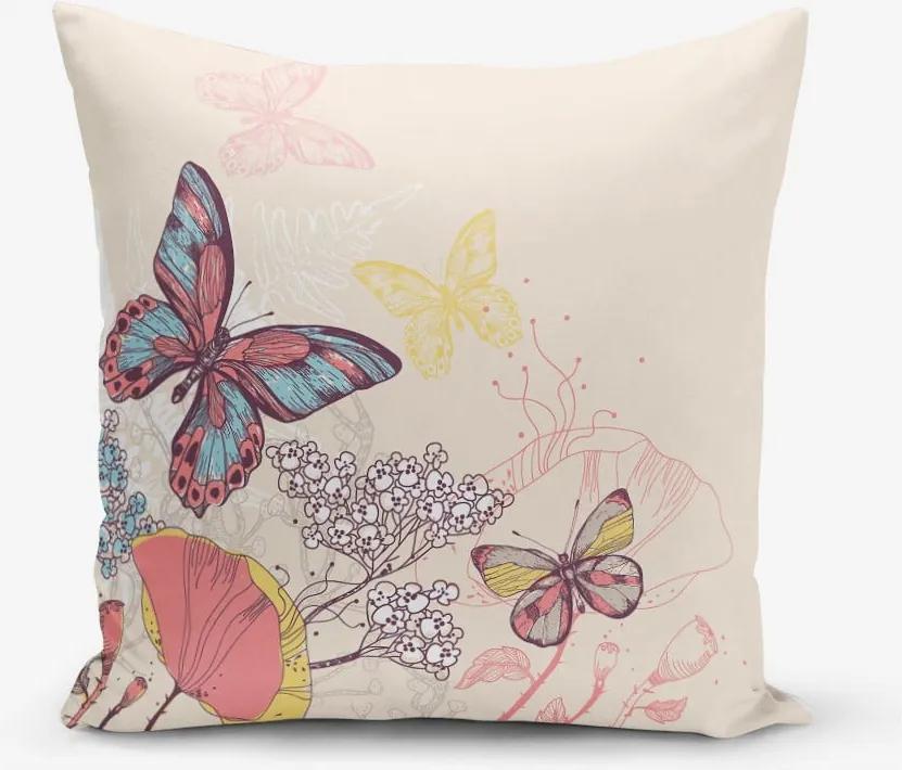 Față de pernă din amestec de bumbac Minimalist Cushion Covers Butterflies, 45 x 45 cm