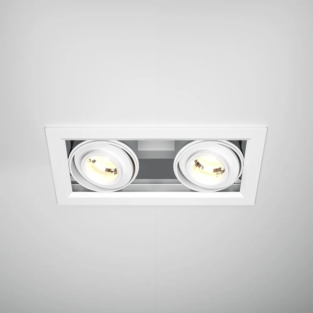 Corp incastrabil cu 2 spoturi LED directionabile Metal Modern alb