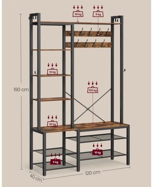 Cuier de podea NAVOR maro/negru