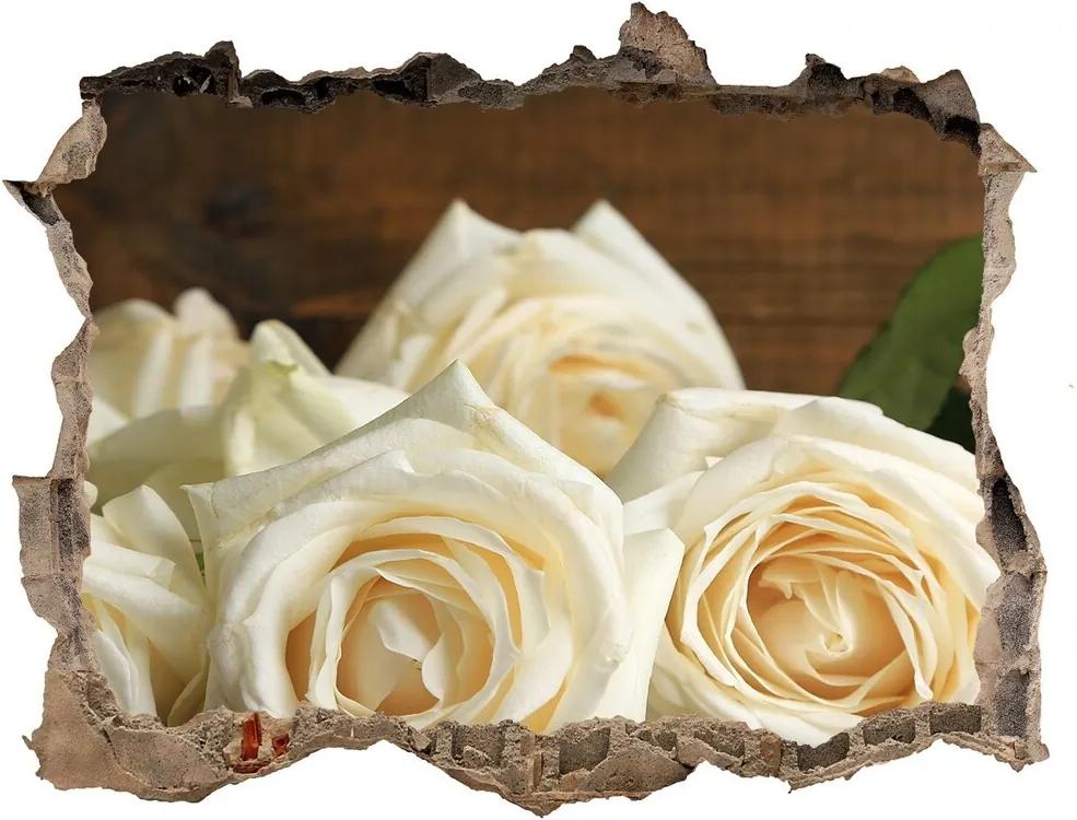 Autocolant de perete gaură 3D Trandafiri albi