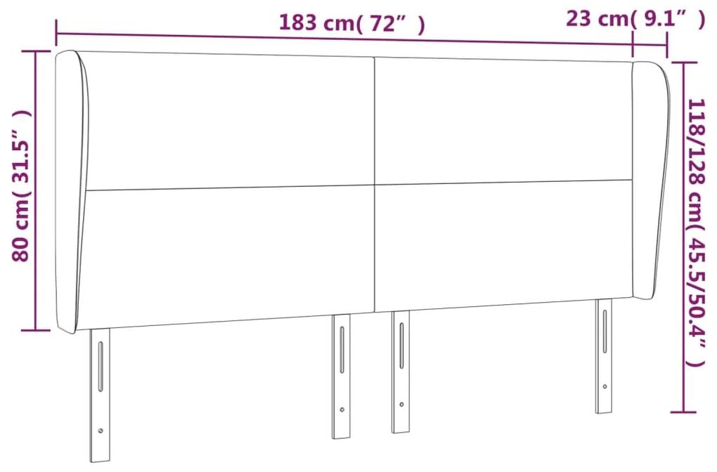 Tablie de pat cu aripioare, crem, 183x23x118 128 cm, piele eco 1, Crem, 183 x 23 x 118 128 cm