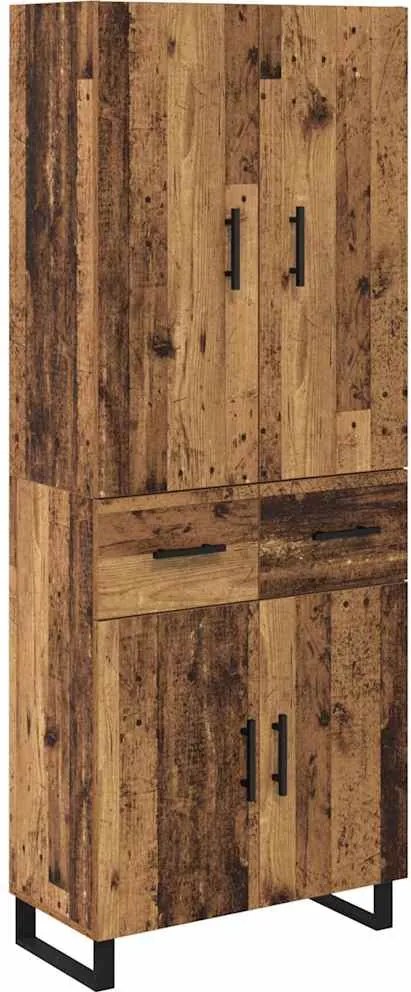 vidaXL Bufet cu sertar 2 pcs Lemn Vechi 69,5 x 34 x 180 cm