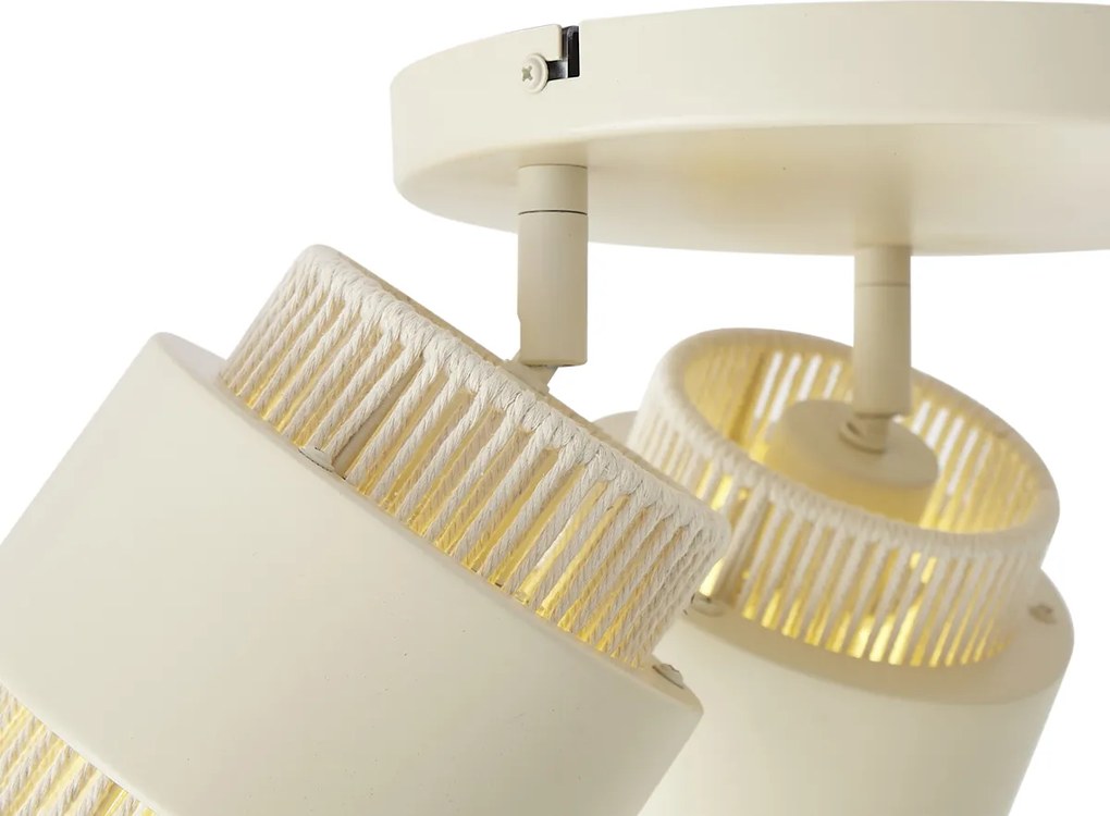 Spot modern de plafon bej cu auriu cu 3 lumini rotative și înclinabile - Kora