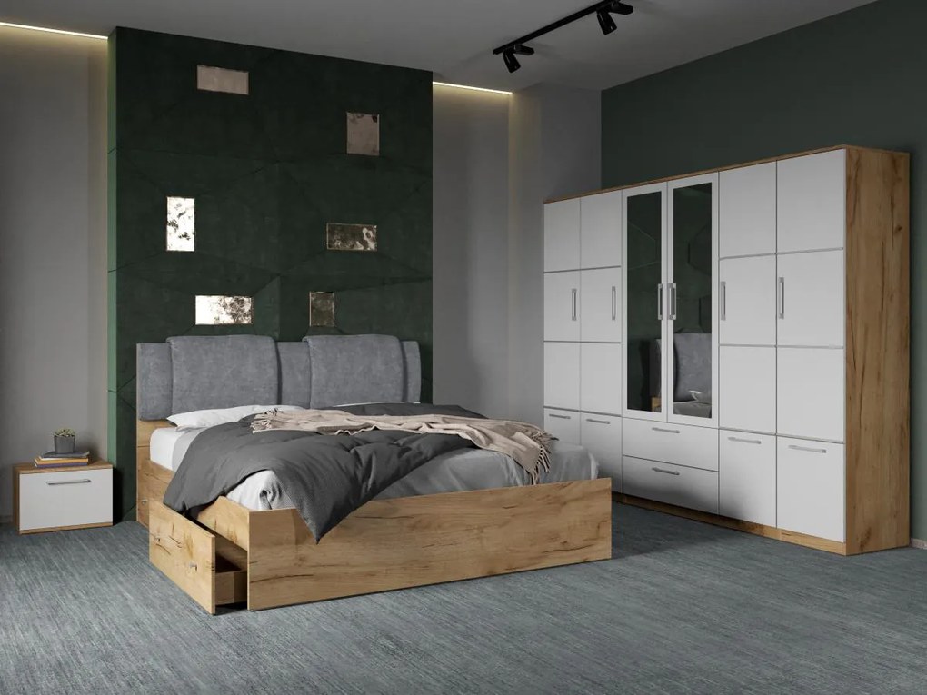 Set mobila dormitor 4 piese Alb/Stejar Adapto C16