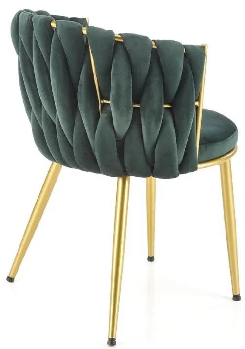 Set 6 scaune K517 velvet verde/auriu