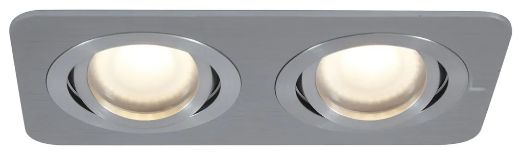 Set de 6 spoturi încastrate rotunjite, culoarea metalului de armă, GU10 50mm, reglabile, IP44, 2 lumini - Alberto