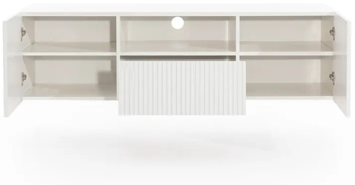 Comodă TV Nicole suspendată 150 cm cu nișă - alb / alb mat