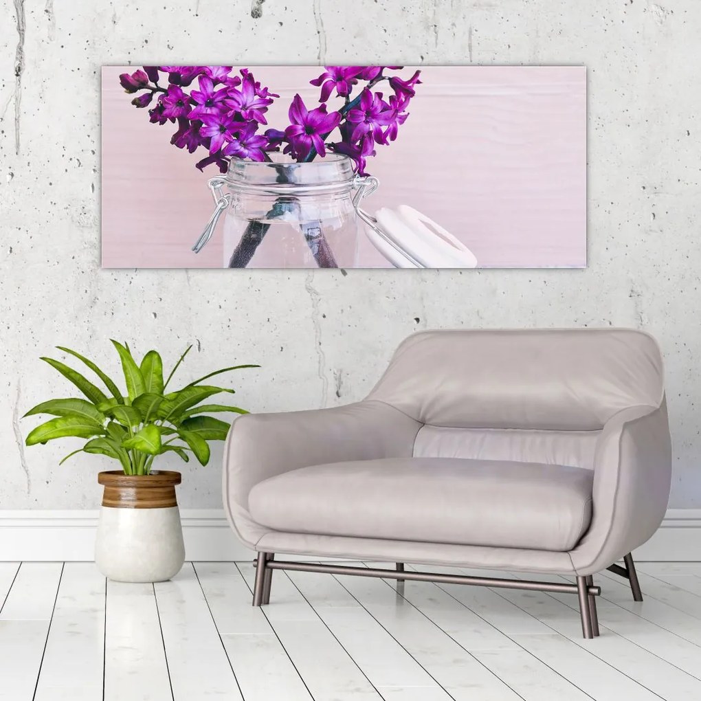 Tablou cu flori violete (120x50 cm)