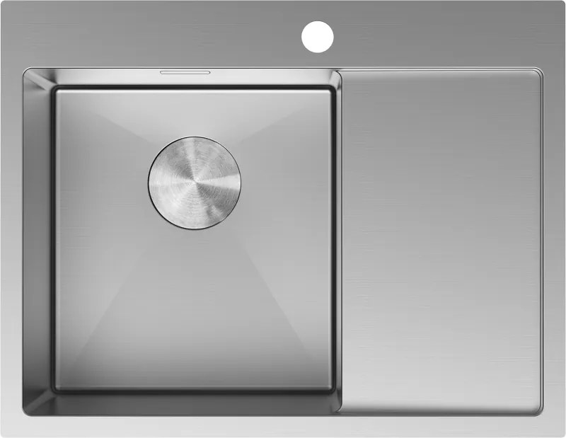 Mexen Exar chiuvetă din oțel, cu o singură cuvă și picurător, stânga 620 x 480 mm, inox - 6431621005L-01