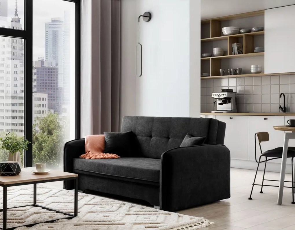 Canapea extensibila de 2 locuri LAINE, neagra