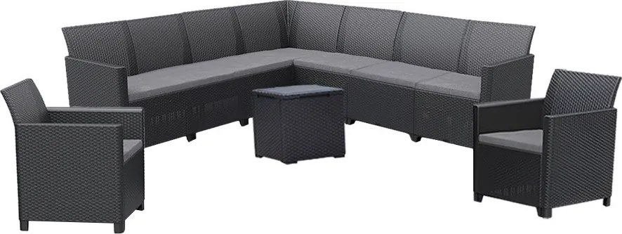 Set de mobilier de grădină Claire IV cu 9 locuri și masă Vigo cu depozitare, grafit