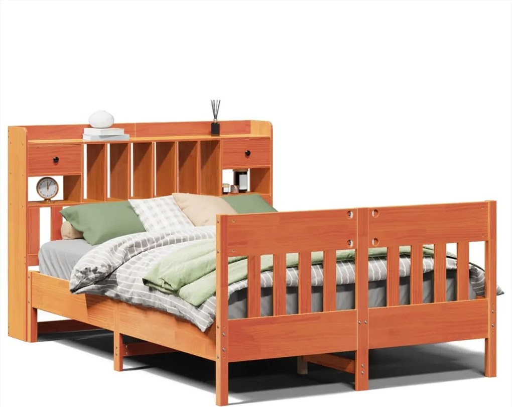 vidaXL Cadru pat fără saltea, maro ceruit, 160x200 cm, lemn masiv pin