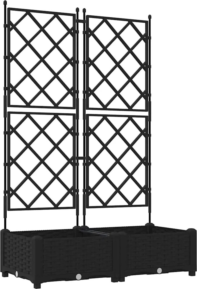 vidaXL Vază pentru Grădină 2 pcs Negru 80 x 40 x 125,5 cm Oțel