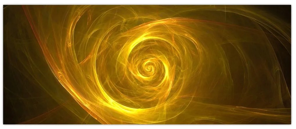 Tabloul cu spirala abstractă în galben (120x50 cm)