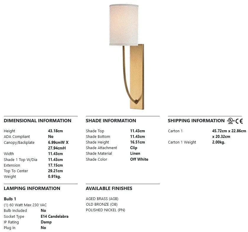 Aplica de perete design minimalist COLTON alama antichizata