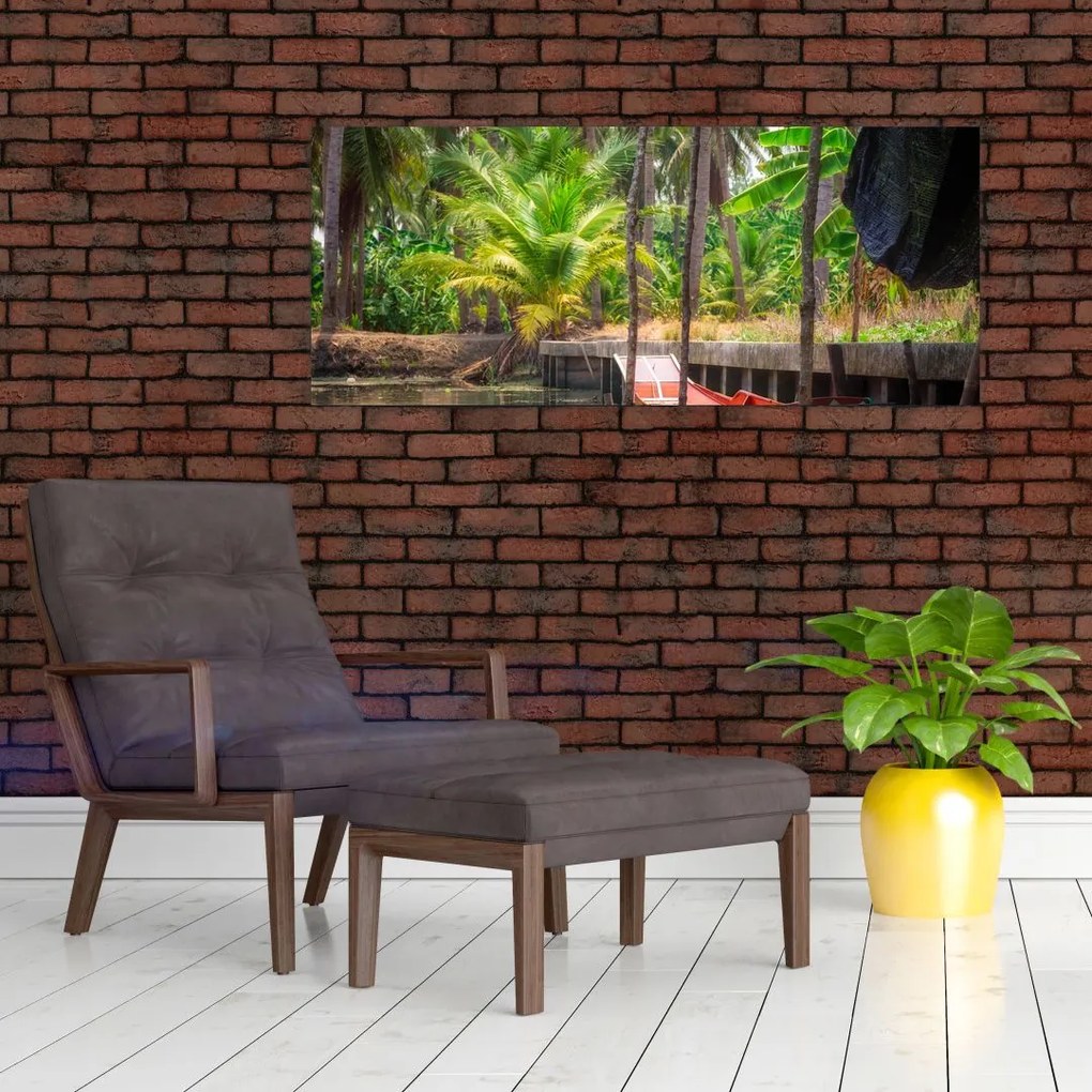 Tablou - Nava din lemn în canal , Thailand (120x50 cm)