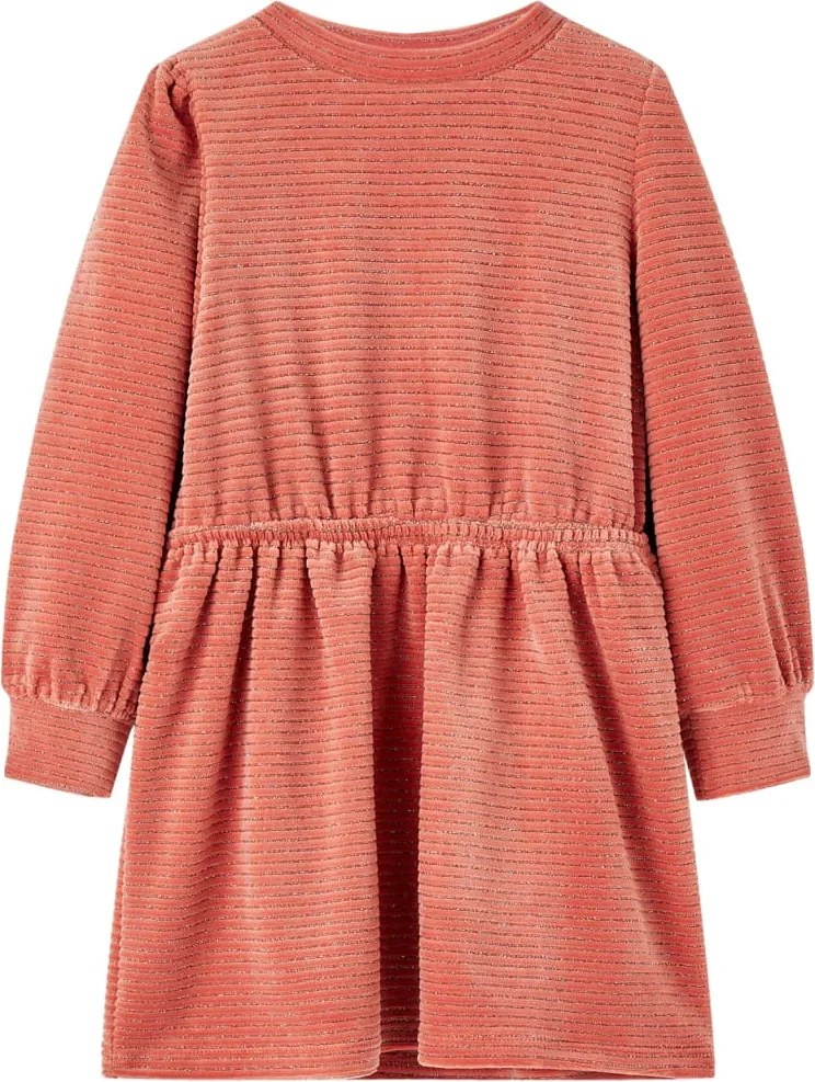 vidaXL Rochie pentru copii cu mâneci lungi, roz mediu, 128