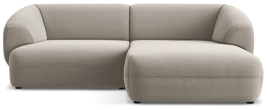 Colțar bej cu tapițerie din catifea (cu colț pe partea dreaptă) Moana – Makamii