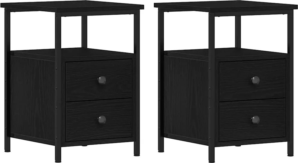 vidaXL Noptiere 2 buc. stejar negru 34x35,5x50 cm lemn stratificat