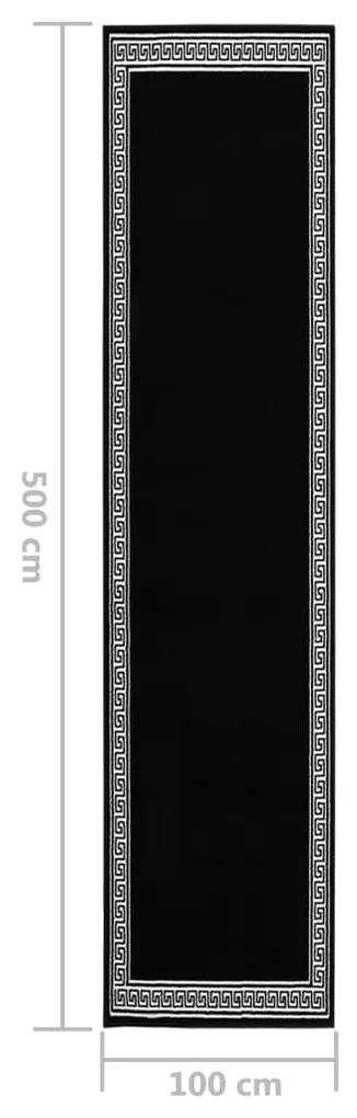 Covor traversa, negru cu motiv, 100x500 cm, BCF black with motif, 100 x 500 cm