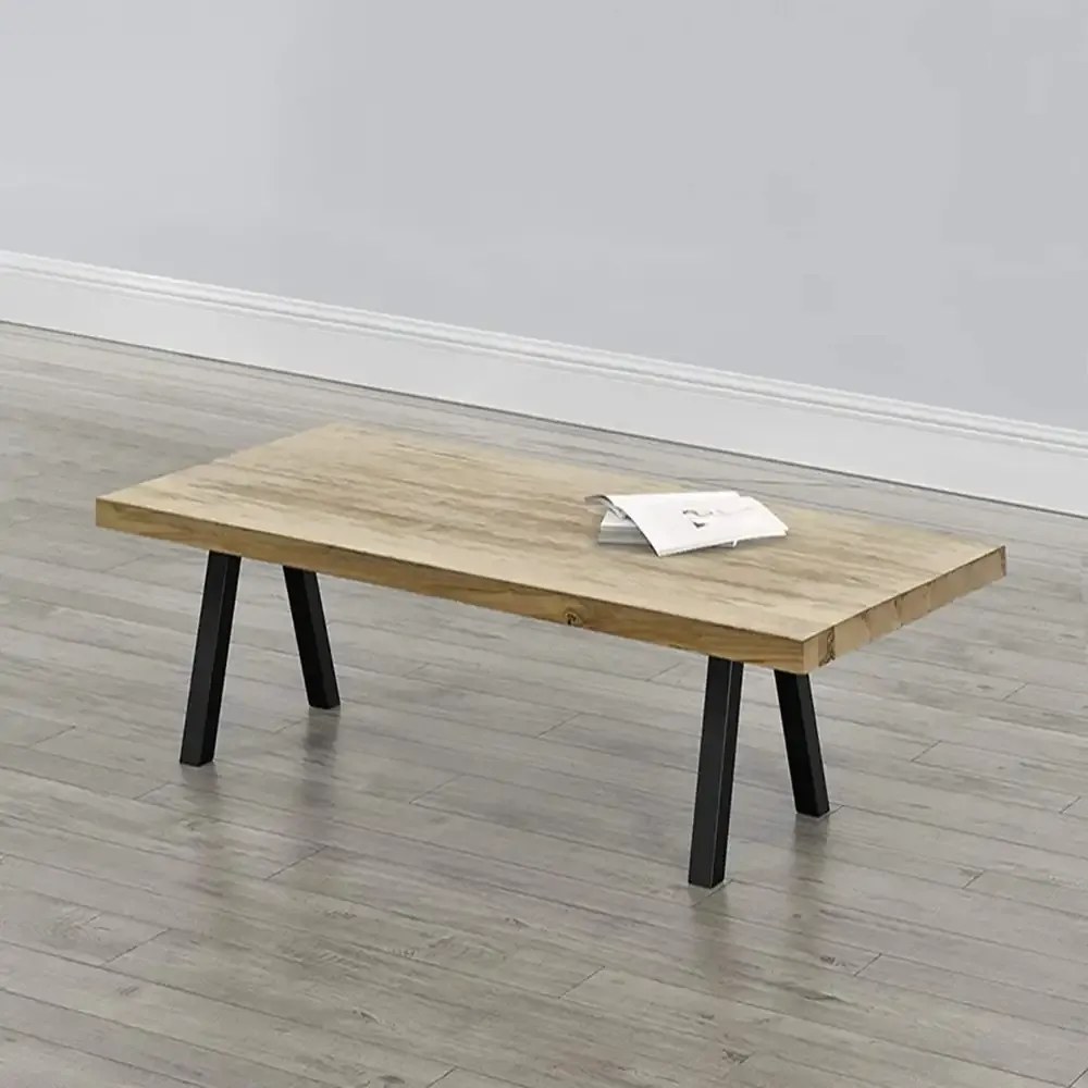 Set 2 picioare metalice pentru măsuță de cafea, design industrial, negru mat