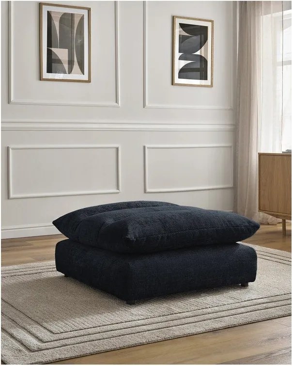 Taburet albastru închis cu tapițerie din chenille Neil – Bobochic Paris