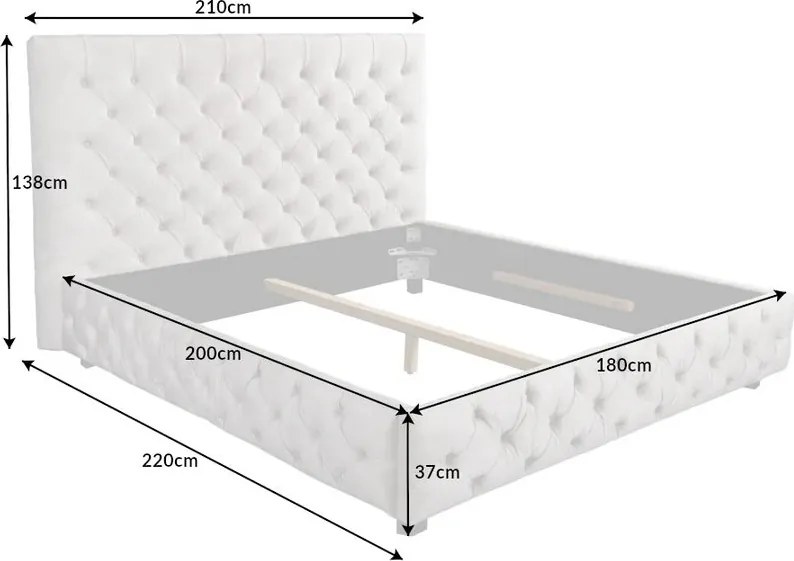 Pat elegant tapitat cu catifea sampanie, Paris 180x200cm A-6543105 VC