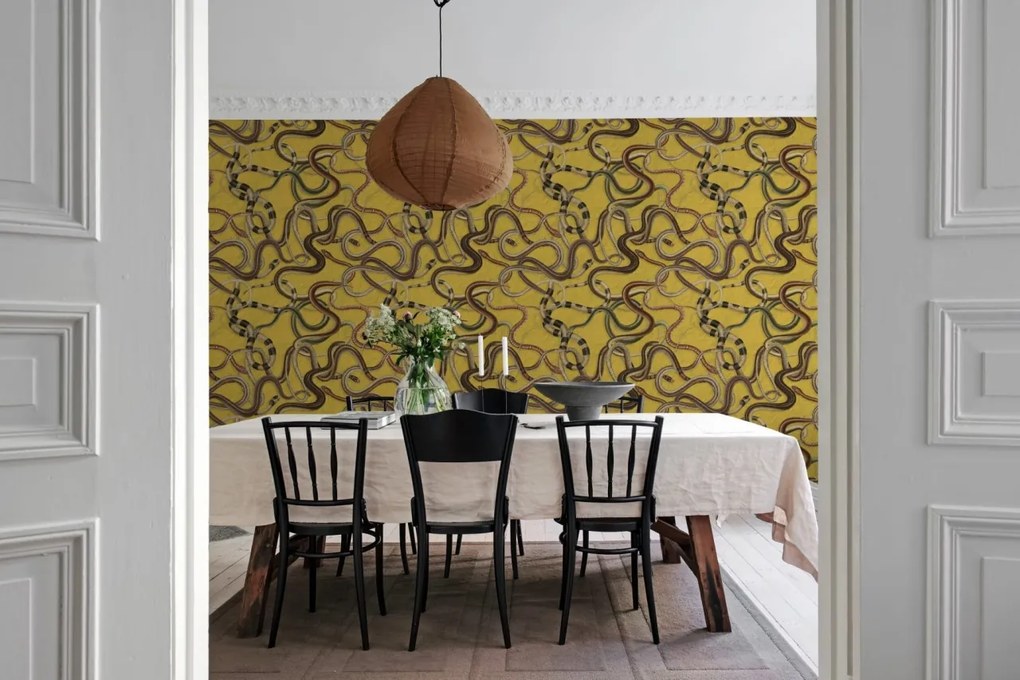 Fototapet, Snakey, Yellow, Rebel Walls