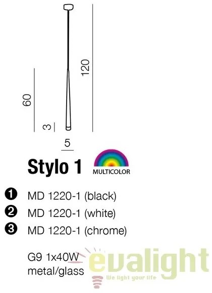 Pendul design modern Stylo 1 chrome
