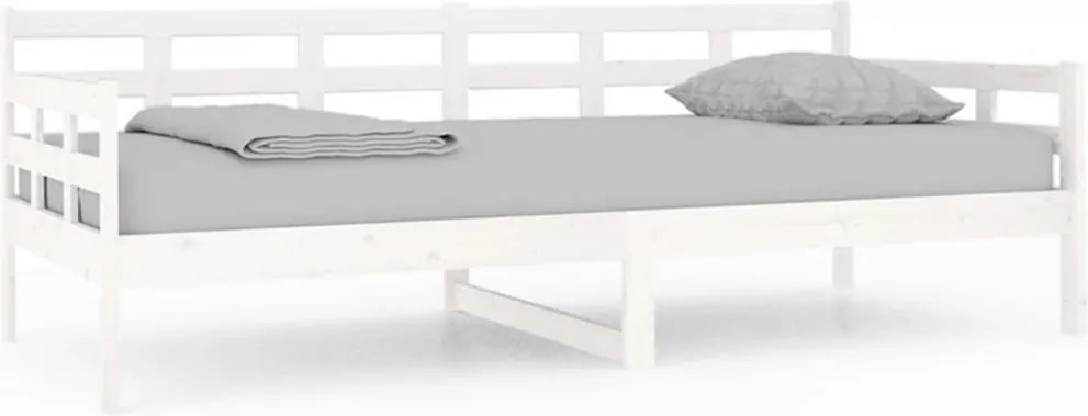 vidaXL Pat de zi, 90x200 cm, alb, lemn masiv de pin