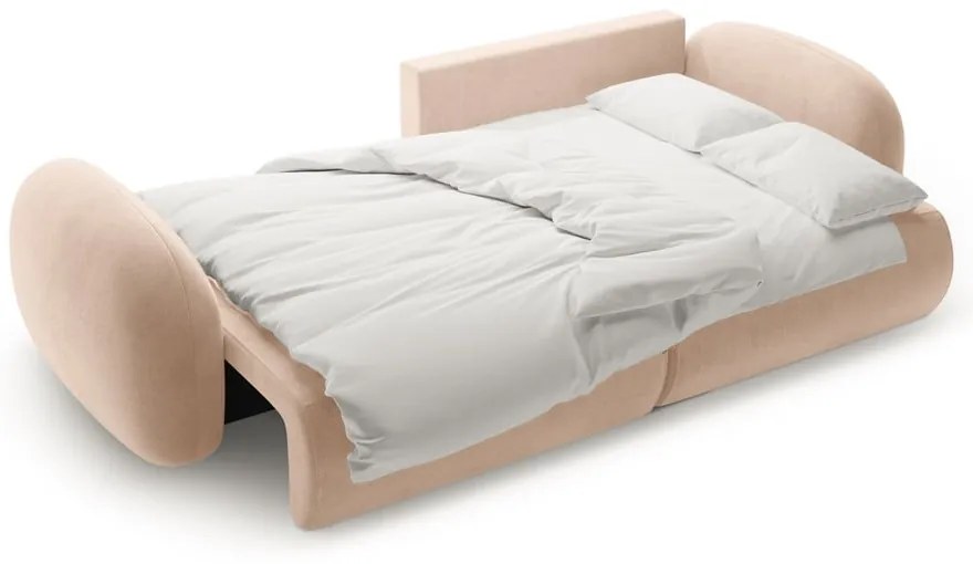 Colțar bej extensibil/cu spațiu de depozitare cu tapițerie din catifea Tonale – Cosmopolitan Design