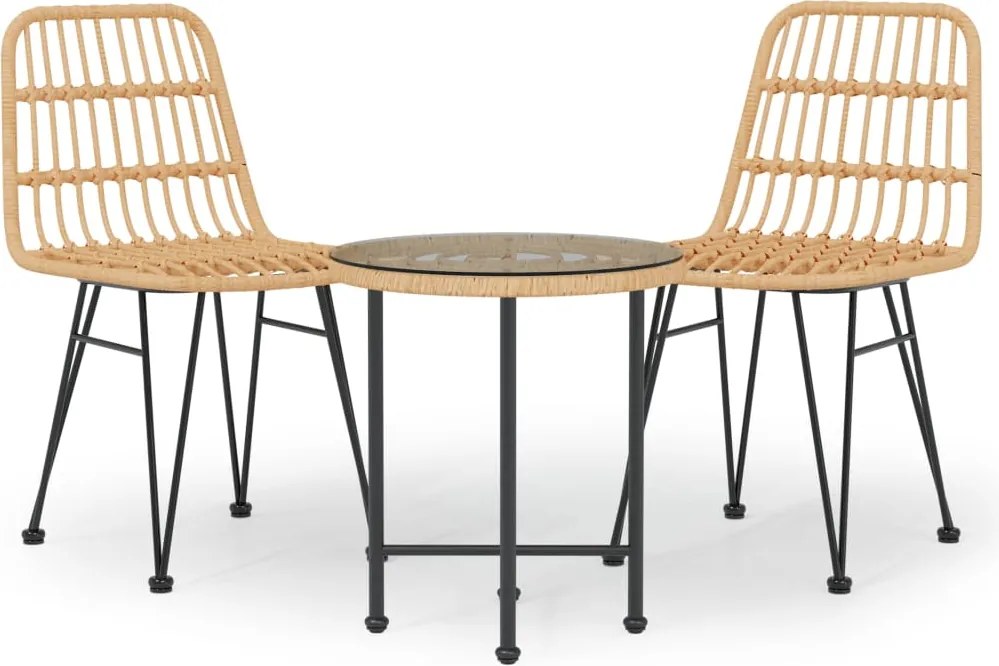 vidaXL Set mobilier de grădină, 3 piese, poliratan