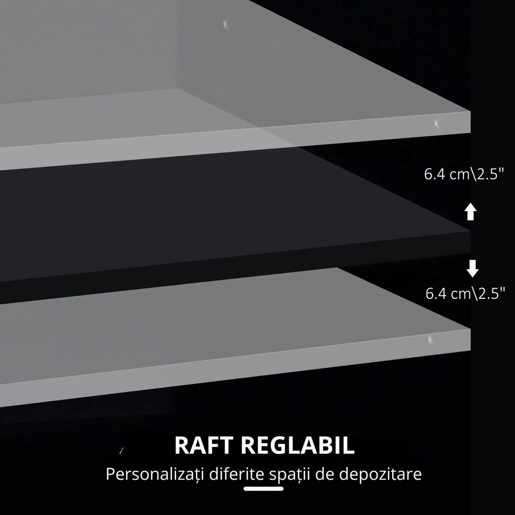 Vinsetto Dulap Mobil pentru Birou, Suport pentru Fax, Scanner, Imprimantă, cu 4 Roti, Design Modern, Negru | Aosom Romania