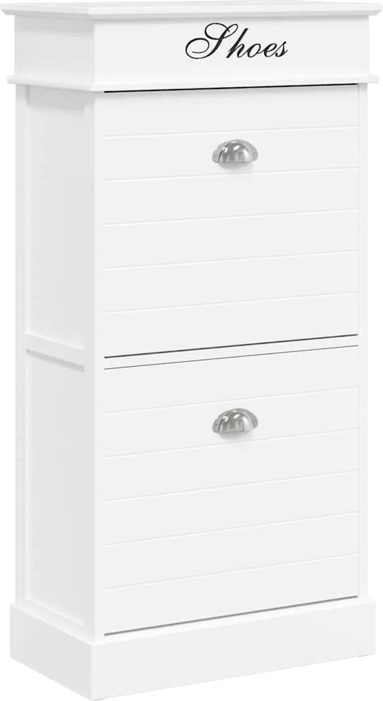 vidaXL Pantofar, alb, 50 x 28 x 98 cm, lemn de paulownia