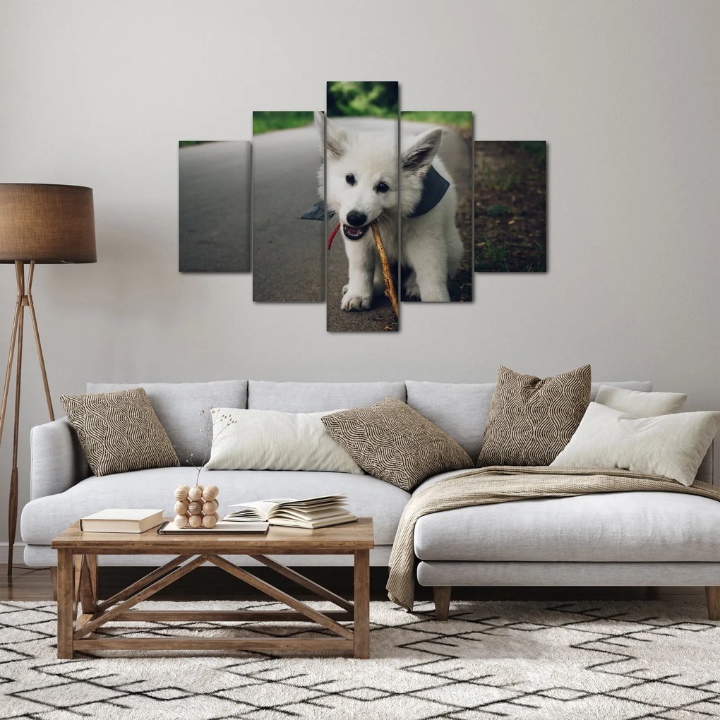 Tablou cu câinele alb (150x105 cm)