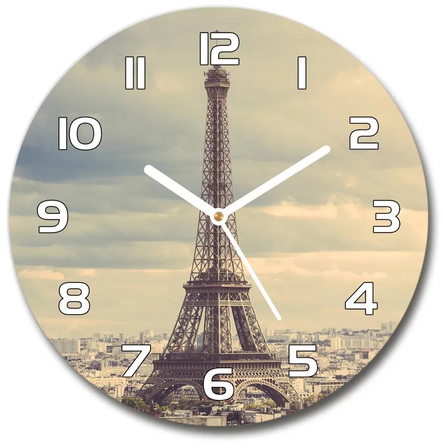 Ceas rotund de perete din sticlă Turnul Eiffel din Paris