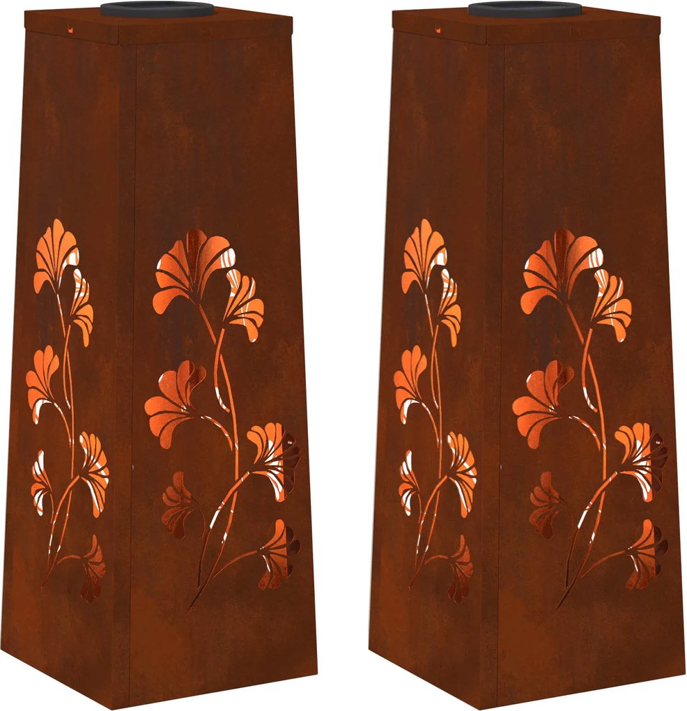 vidaXL Lumină LED Solară pentru Alei 2 pcs Ruginit