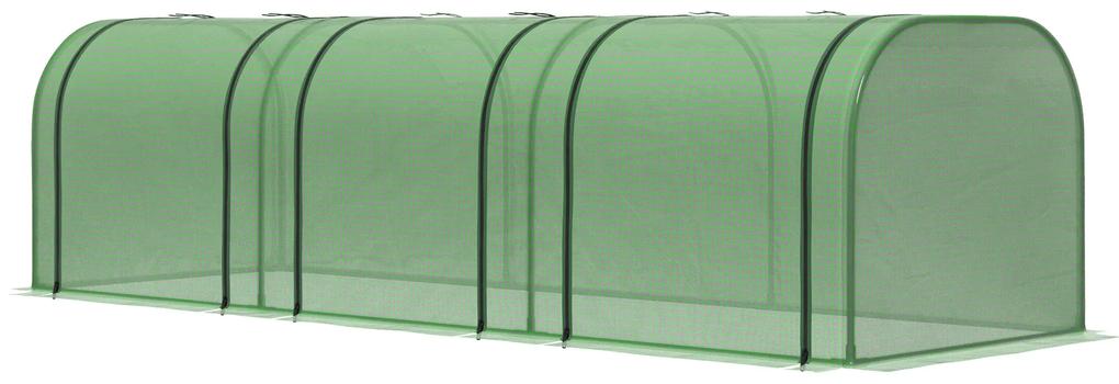 Outsunny Seră de Grădină Tip Tunel din Oțel și Plastic PP, cu Uși Rulabile, 295x100x80 cm, Verde | Aosom Romania