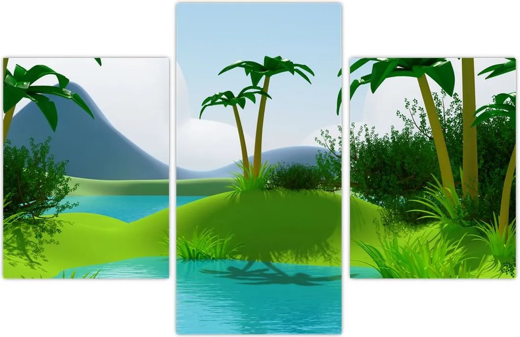 Tablou - Lac în junglă (90x60 cm)