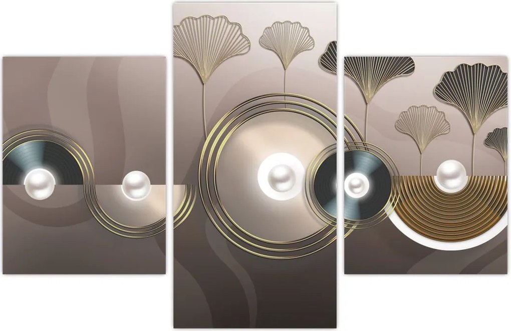 Tablou - Abstract maro-auriu (90x60 cm)