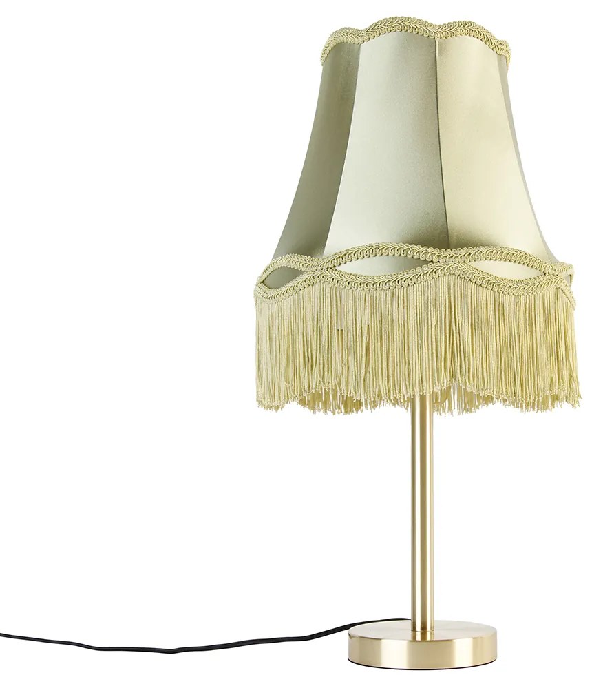 Lampă de masă clasică din alamă cu abajur verde Granny 30 cm - Simplo